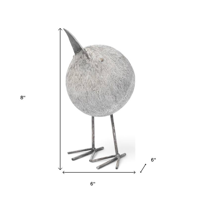HomeRoots 8" Off White Resin And Metal Snipe Bird Tabletop Sculpture - 6" W x 6" D x 8" H
