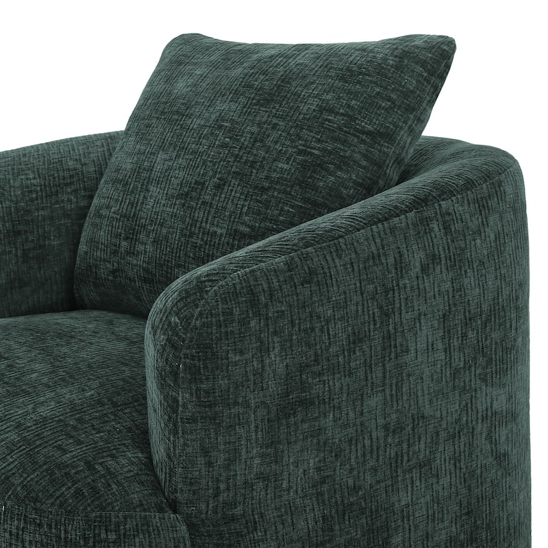Upholstered Swivel Barrel Chair with Pillow