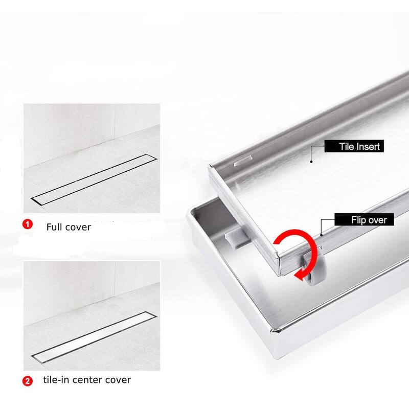brushed nickel 24 inch linear shower drain with ABS base - 24 x 2.75