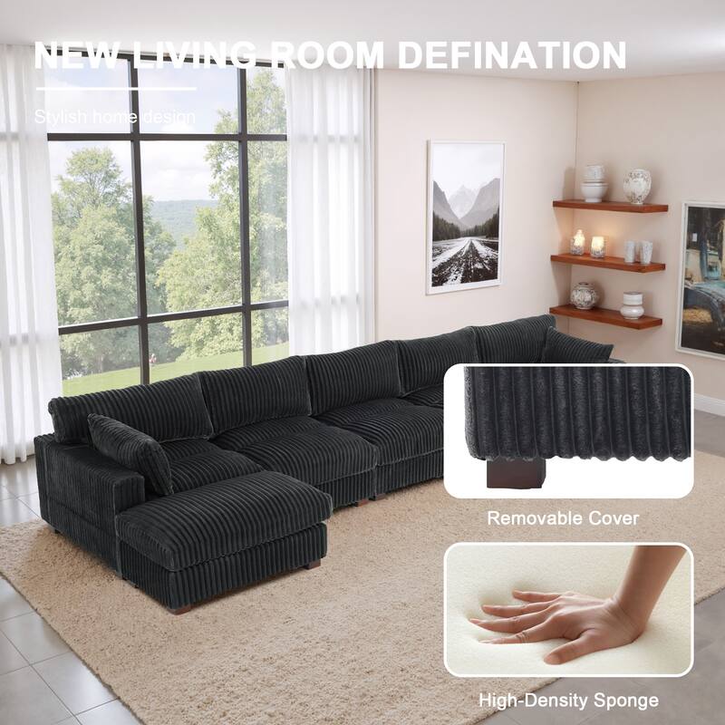Oversized U-shaped Plush Modular Sectional Sofa Set