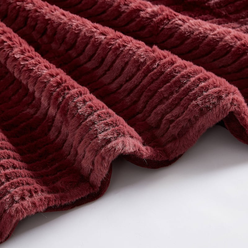 Eddie Bauer Ribbed Super Soft Textured- Solid Plush Throw Blanket