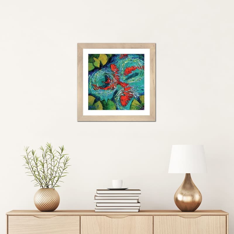 iCanvas "Colorful Koi Fishes In Lily Pond" by Mona Edulesco
