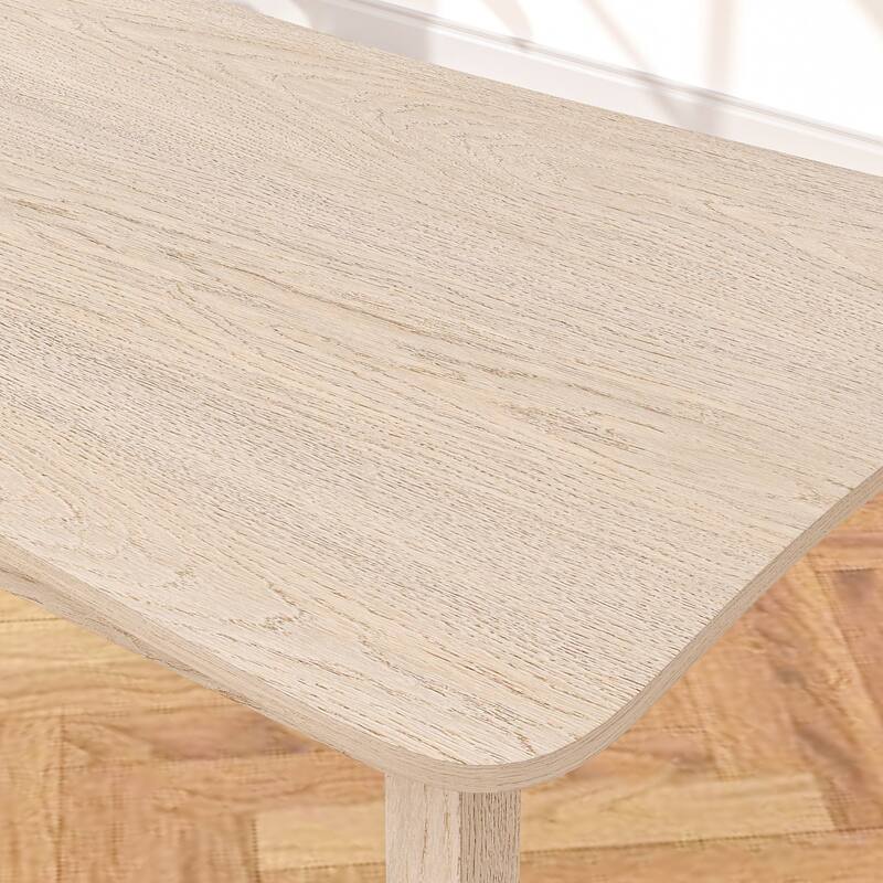 Javlergo Mid-Century Modern Solid Wood Dining Table Set for 4/6, Rectangular Kitchen Table and Chairs, Upholstered Dining Set