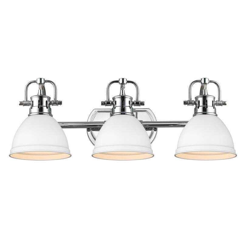 Golden Lighting Duncan 3 Light 25" Wide Bathroom Vanity Light - Chrome / Matte White