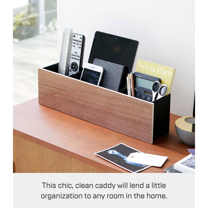 Yamazaki Home Desk Organizer - Two Sizes, Steel and Wood, Large - L 3.74 x W 17.72 x H 4.72 inches