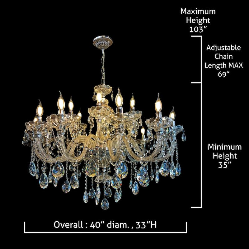 Crystal Chandelier 40" Wide 18-Lights