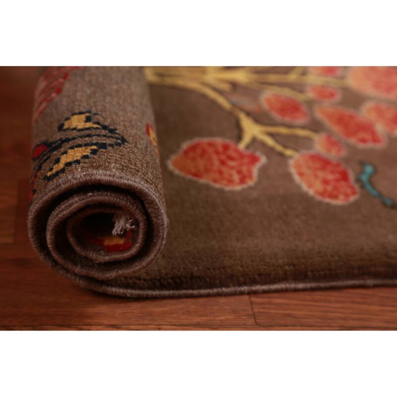 Brown Pictorial Kazak Oriental Foyer Rug Hand-Knotted Wool Carpet - 2'0"x 3'0"