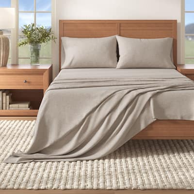 Linery & Co. Cotton Blend Double-Brushed Heathered Flannel Bed Sheet Set