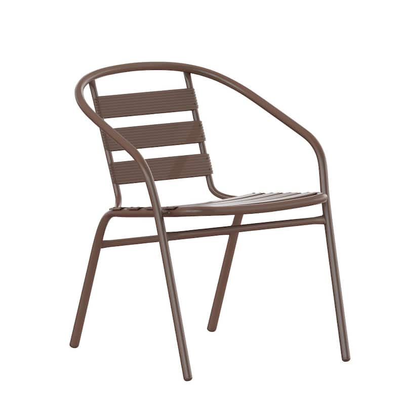31.5" Square Aluminum Indoor-Outdoor Table Set with 4 Slat Back Chairs
