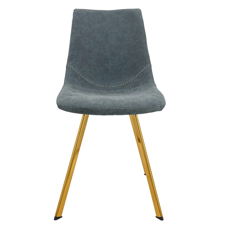 Markley Leather Dining Chair Set of 2 With Gold Metal Legs Modern Accent Side Chair