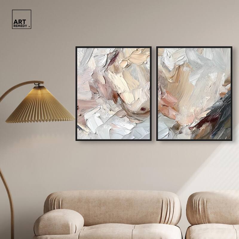 Running Horse Neutral I Canvas Set of 2 by Art Remedy