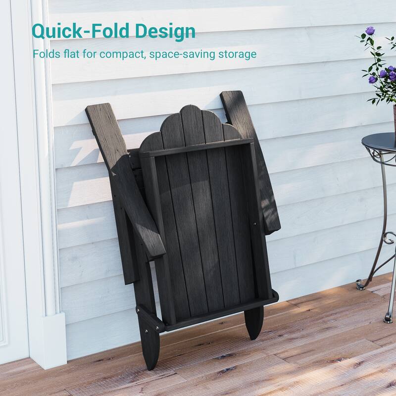 Foldable HDPE Adirondack Chair All-Weather W/ Cup Holder