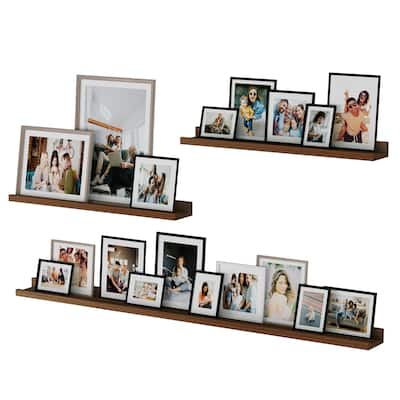 Picture Ledge Wall Shelves 48-24-24" , Walnut, Set of 3