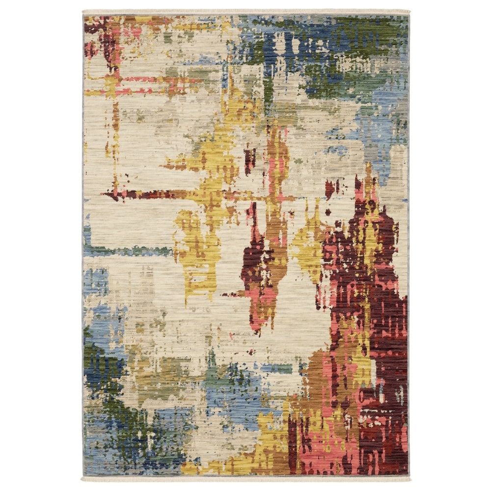 Style Haven Shiloh Abstract Beige/Multi Wool Blend Area Rug