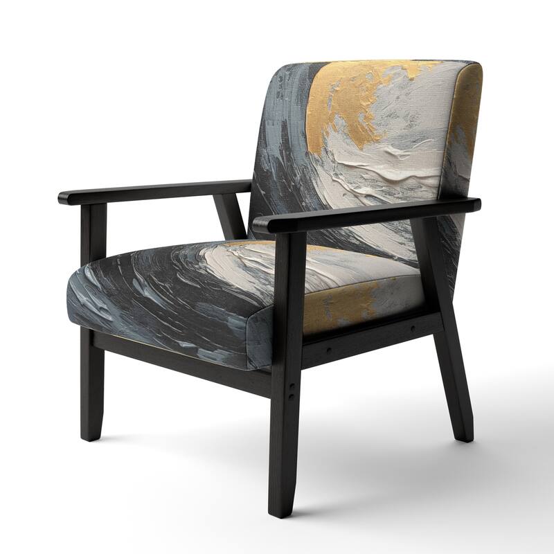 Designart "Gold and Black Vibrant Spirals" Upholstered Abstract Spirals Accent Chair and Modern & Contemporary Arm Chair