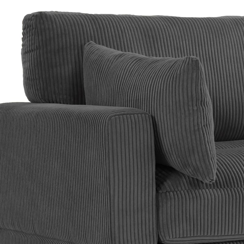 Modern Corduroy Modular Couch Sectional Sofa With Pillows