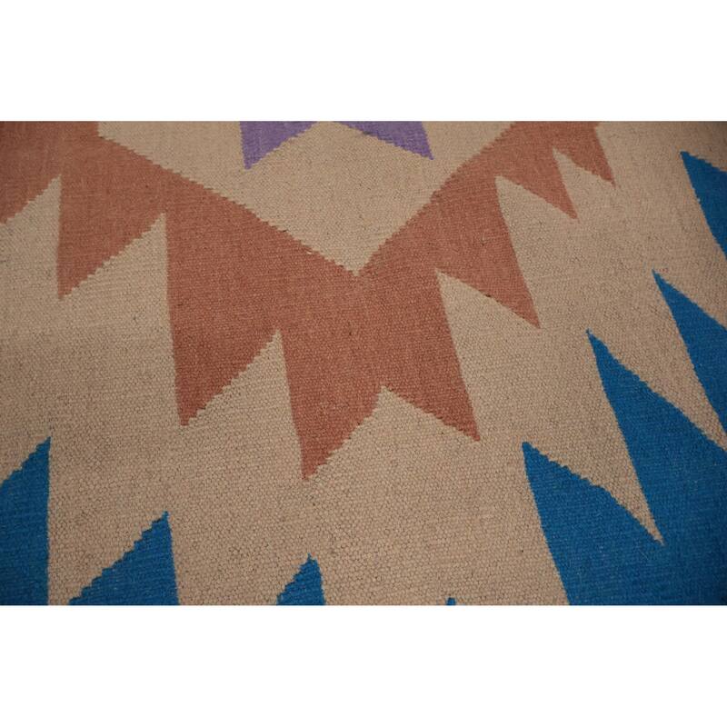 Hand Woven Oriental 100% Wool Carpet Southwestern Tribal Purples Kilim Area Rug - 13' 3'' X 8' 7''