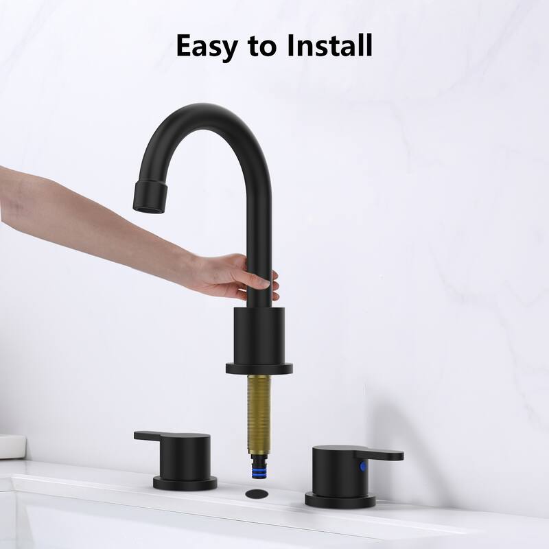 2 Handle 360° Swivel Bathroom Sink Faucet with Pop Up Drain Assembly, Aerator, Anti Fingerprint, Splash Proof, Water Saving
