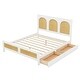 preview thumbnail 2 of 12, Queen Size Wood Storage Platform Bed with Rattan Headboard
