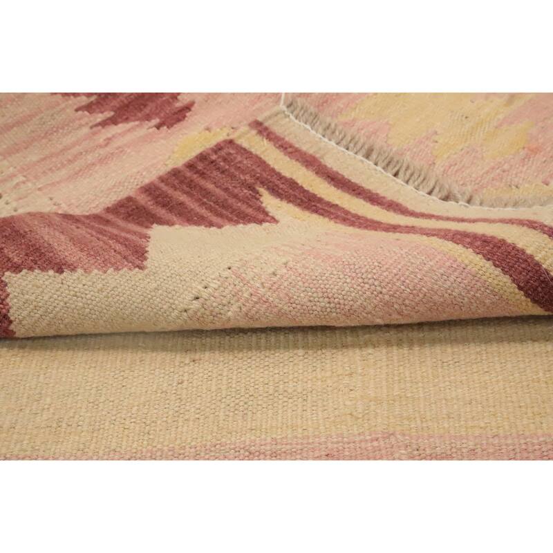 Hand Woven Oriental 100% Wool Carpet Southwestern Tribal Pink Kilim Area Rug - 5' 5'' X 3' 1''