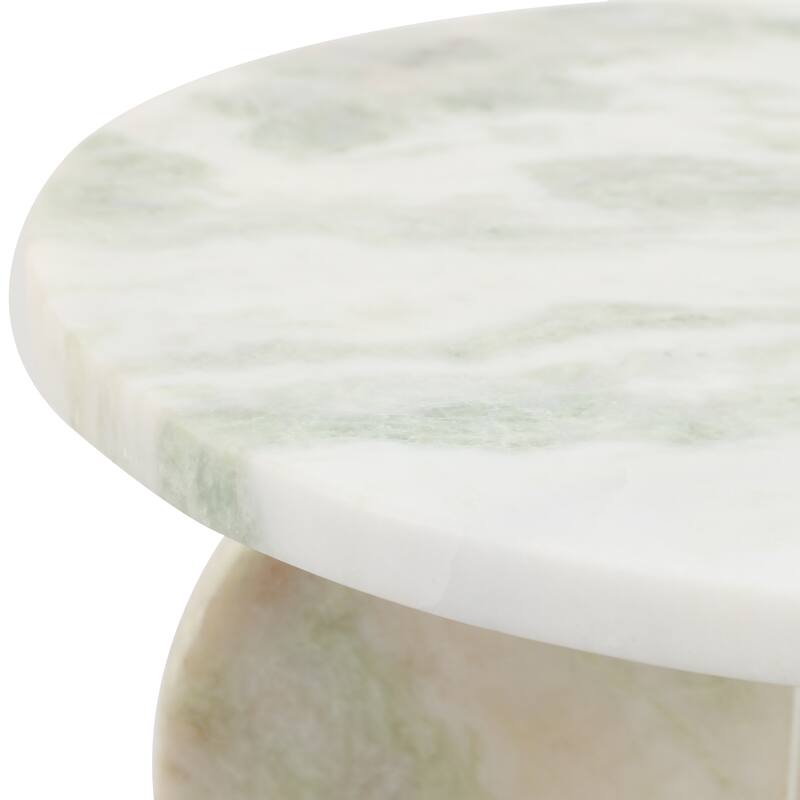 Marble Accent Table Modern Sculptural Architectural Split-Base Design