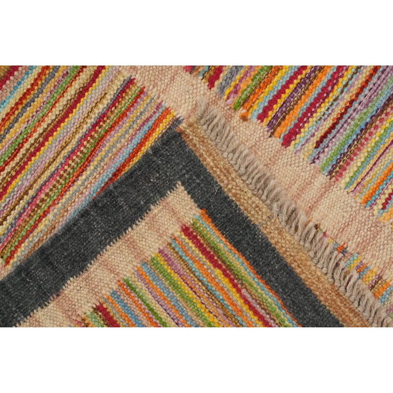 Hand Woven Oriental 100% Wool Carpet Southwestern Geometric Multi-Colored Kilim Area Rug - 6' 3'' X 4' 8''