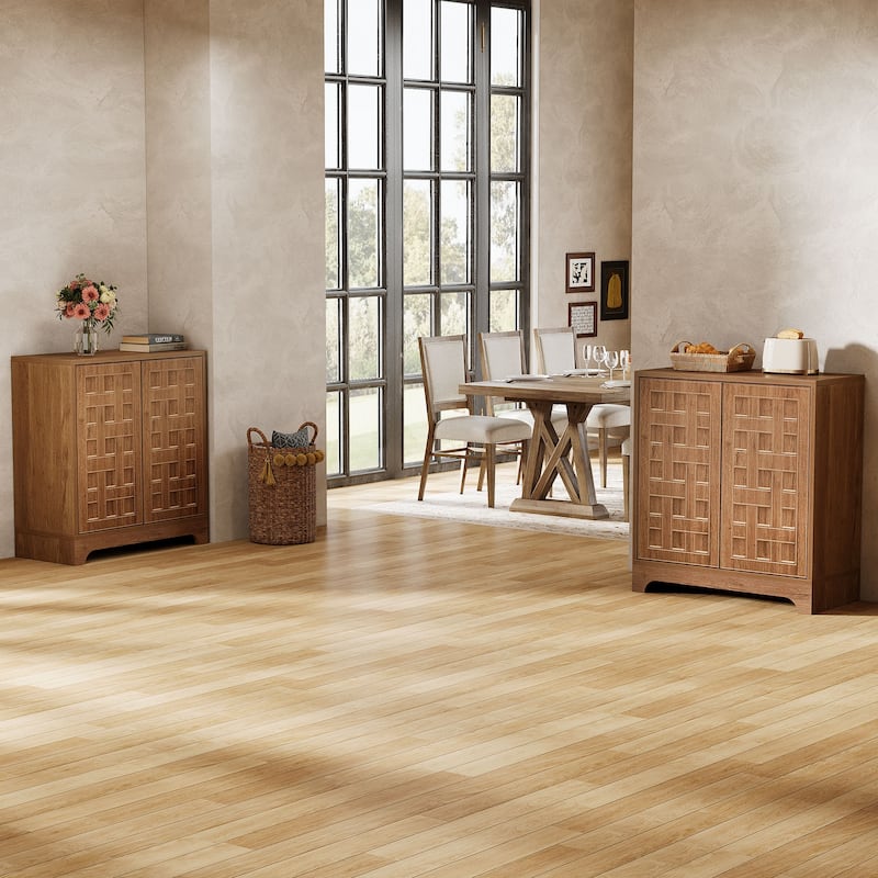 57.5 Inches Wood Sideboard Buffet Cabinet with Storage (Set of 2) - N/A