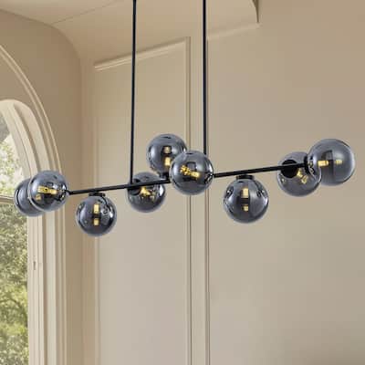 Starsky 9-Light Kitchen Island Linear Chandelier with Globe Bubble
