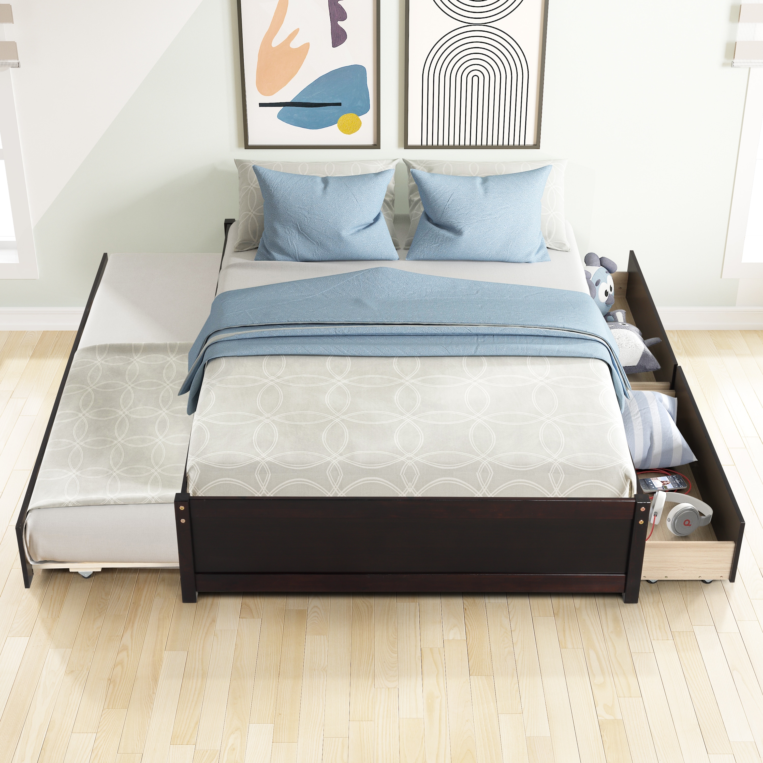 Kids full size bed with trundle shop