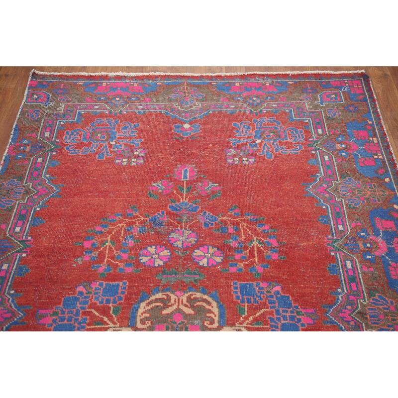 Hand Knotted Oriental 100% Wool Carpet Traditional Medallion Red Tabriz Runner Rug - 10' 4'' X 4' 4''