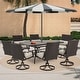 preview thumbnail 13 of 41, EROMMY Outdoor Dining Set, Swivel Rocking Chairs, Rectangular Table w Umbrella Hole, Patio Furniture Set for Backyard