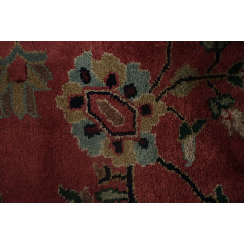 Hand Knotted Oriental 100% Wool Carpet Traditional All-Over Pink Sarouk Area Rug - 9' 9'' X 8' 0''