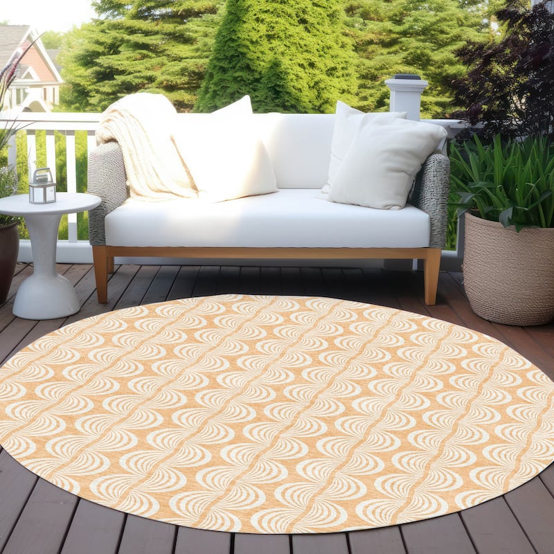 Machine Washable Indoor/ Outdoor Wavy Modern Chantille Rug