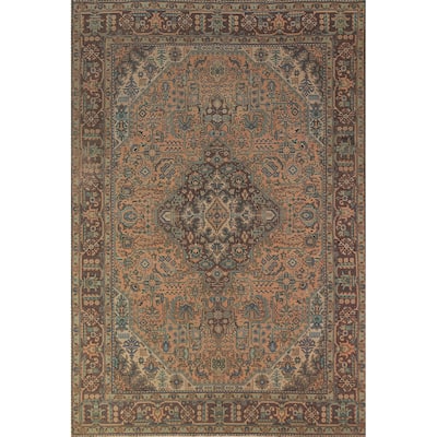 Handmade Tabriz Persian Vintage Area Orange Wool Carpet - 6'7" x 9'9"