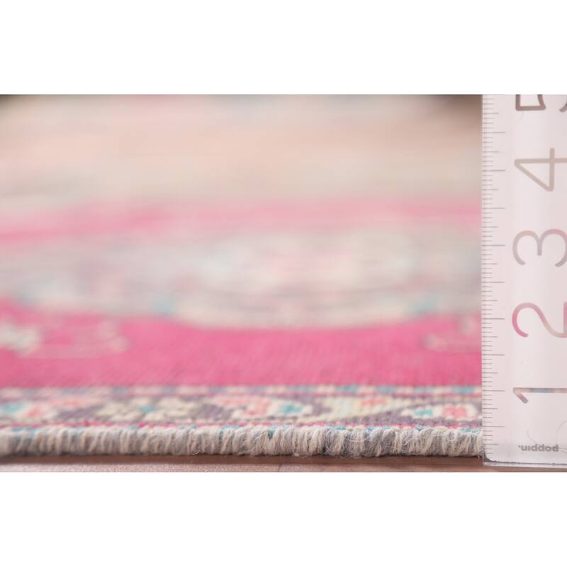 Hand Knotted Oriental 100% Wool Carpet Traditional Medallion Pink Tabriz Area Rug - 4' 6'' X 3' 2''