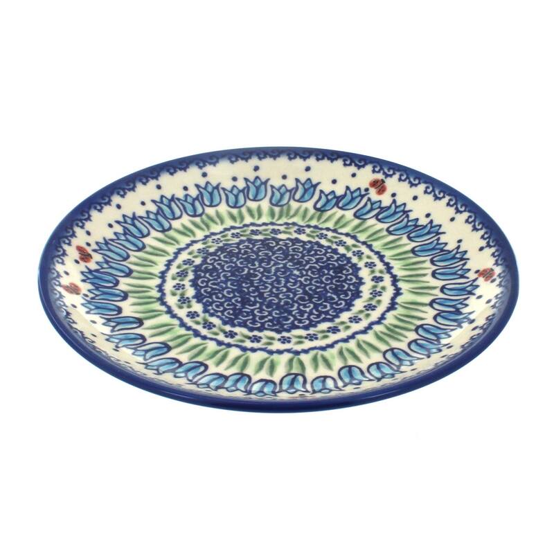 Blue Rose Polish Pottery Vena Dessert Plate - Garden Tulip