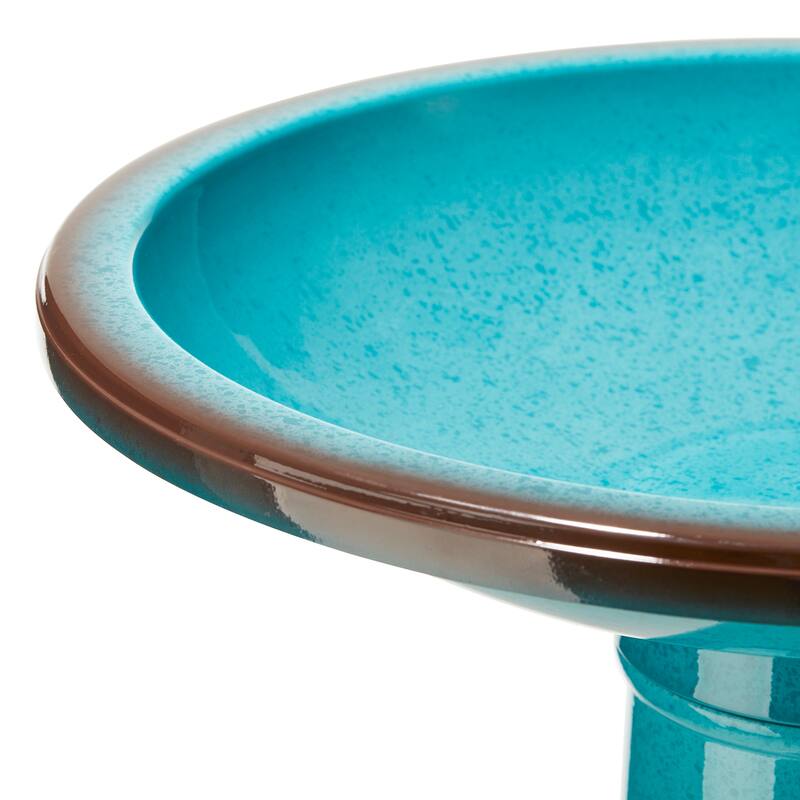 Glitzhome 21.5"H Faux Ceramic Weather-resistant Tall Pedestal Birdbath