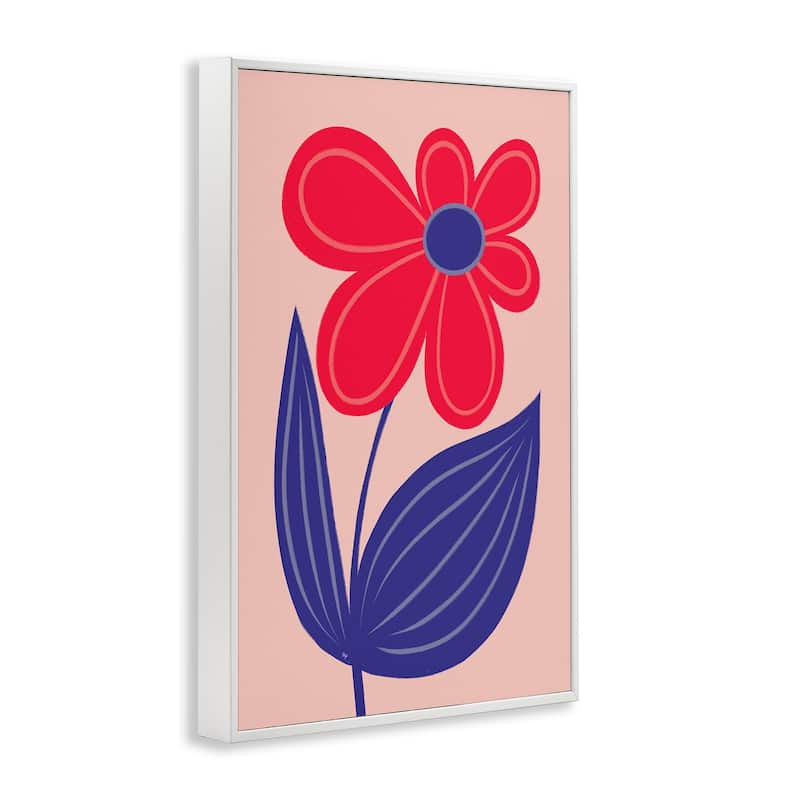 Stupell Playful Bold Red Daisy Framed Giclee Art Design By Martina Pavlova