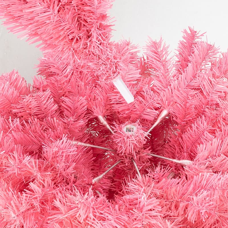 6 Foot Pink Artificial Christmas Tree with 1000 PVC Tips and Durable Metal Tree Stand Included - 6-Feet
