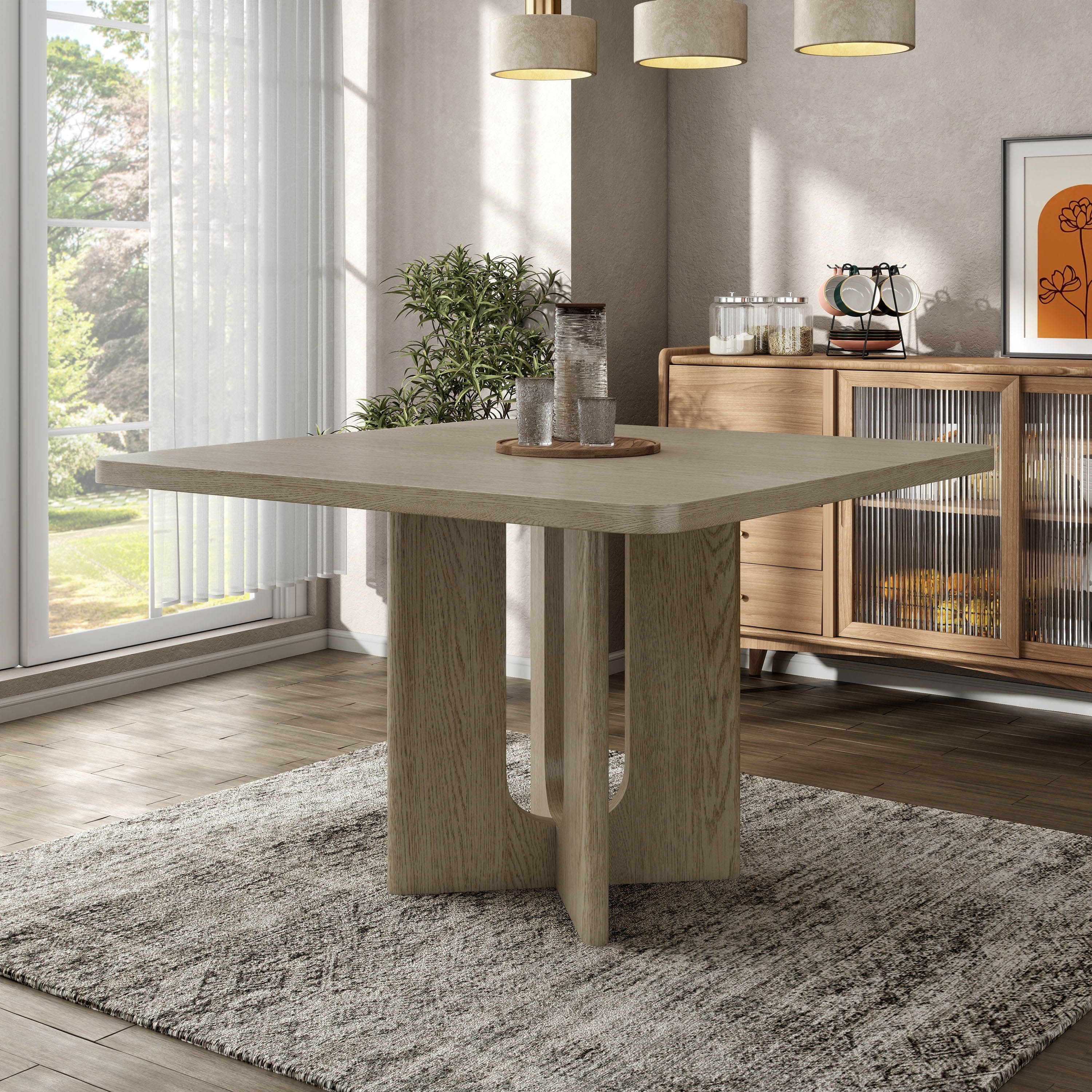 Furniture of America Piez Modern 54-inch Square Solid Wood Counter Height Dining Table
