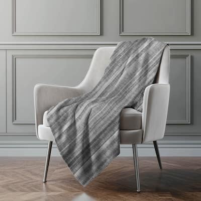 Premium Machine Washable Contemporary Stripe Sherpa Throw Blanket