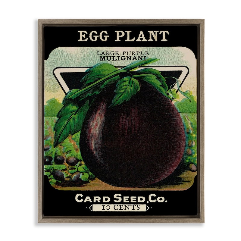 Stupell Vintage Garden Eggplant Framed Floater Canvas Wall Art Design By Lil' Rue - 25 x 31 - Brown