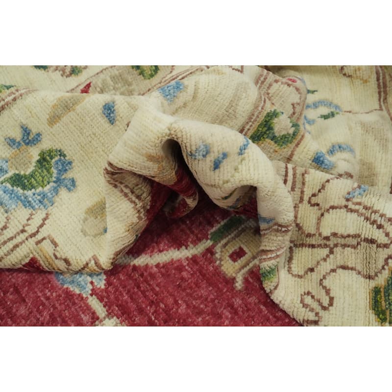 Vegetable Dye Wool Oushak Turkish Area Rug, Medallion Geometric Carpet - 11' 9'' X 9' 2''