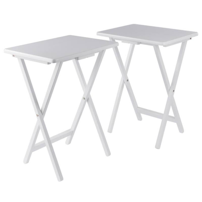 Folding Wooden Snack Tables - 26" - White - Set of 2