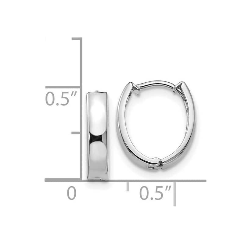 Curata 14k White Gold Polished 13x10mm Oval Hinged Hoop Earrings