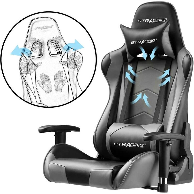 Lucklife Gaming Chair Racing Office Computer Ergonomic Video Game Chair with Headrest and Lumbar Pillow Esports Chair