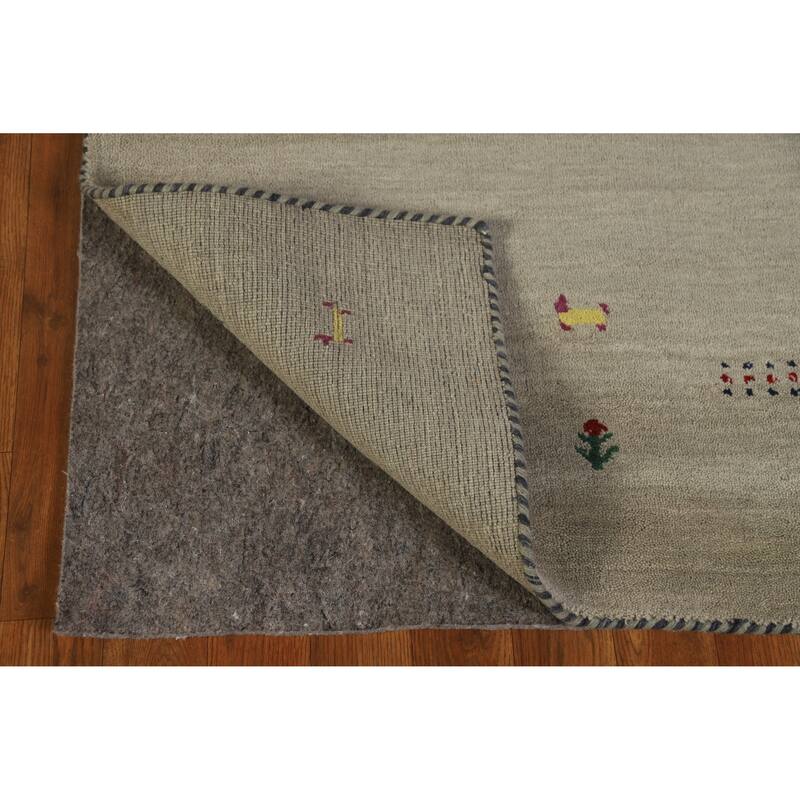 Hand Knotted Oriental 100% Wool Carpet Tribal Tribal Green Gabbeh Area Rug - 5' 0'' X 3' 0''