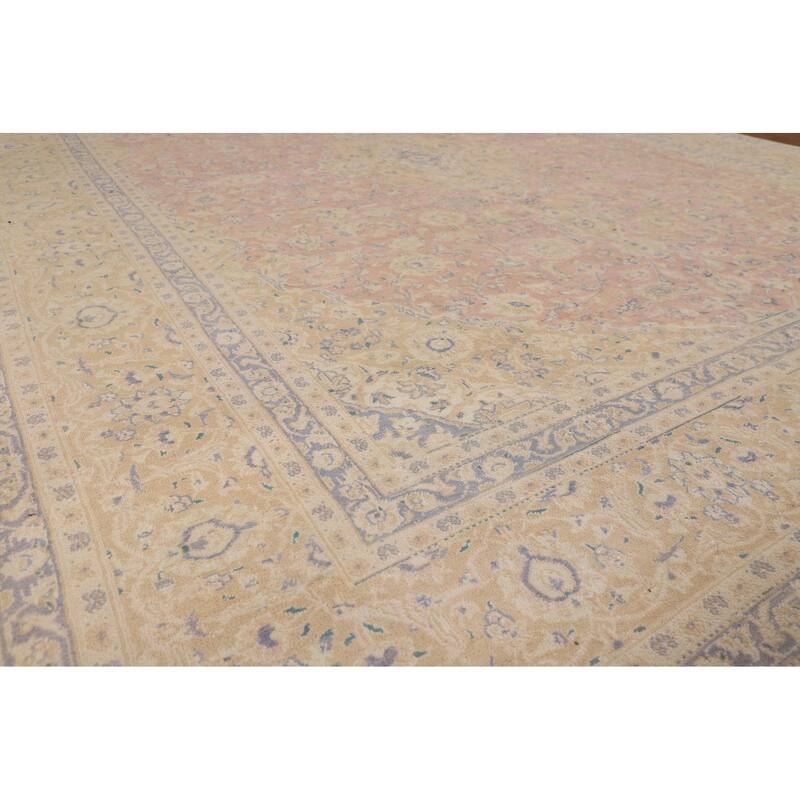 Traditional Pink Mashad Persian Vintage Area Rug Handmade Wool Carpet - 9'7"x 12'2"