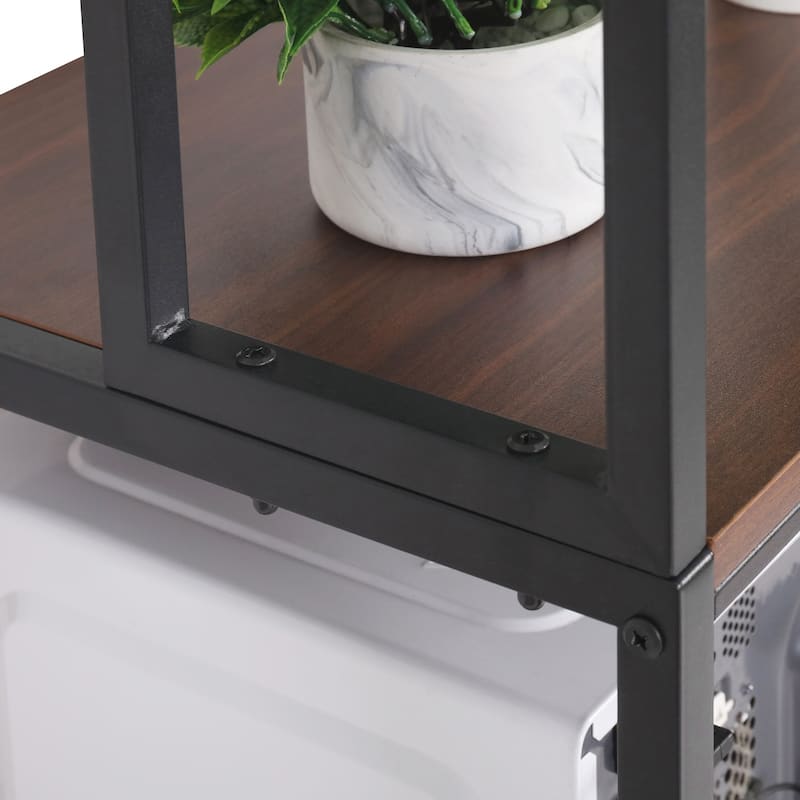 Industrial Kitchen Microwave Oven Stand Storage Rack Organizer Shelf with 10 Hooks