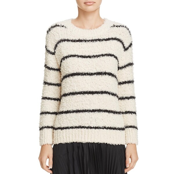 Vince Womens Pullover Sweater Striped Crewneck - Ivory/Black. Opens flyout.